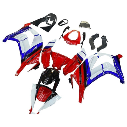 Per Ninja ZX10R 2011-2015 Rosso Bianco Blu Carrozzeria Carenatura ABS Plastica stampata ad iniezione Set 10 # Generico