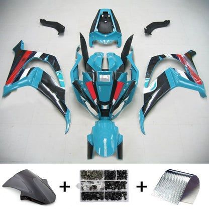 Amotopart Kawasaki ZX10R 2011-2015 Kit di abbigliamento blu-verde