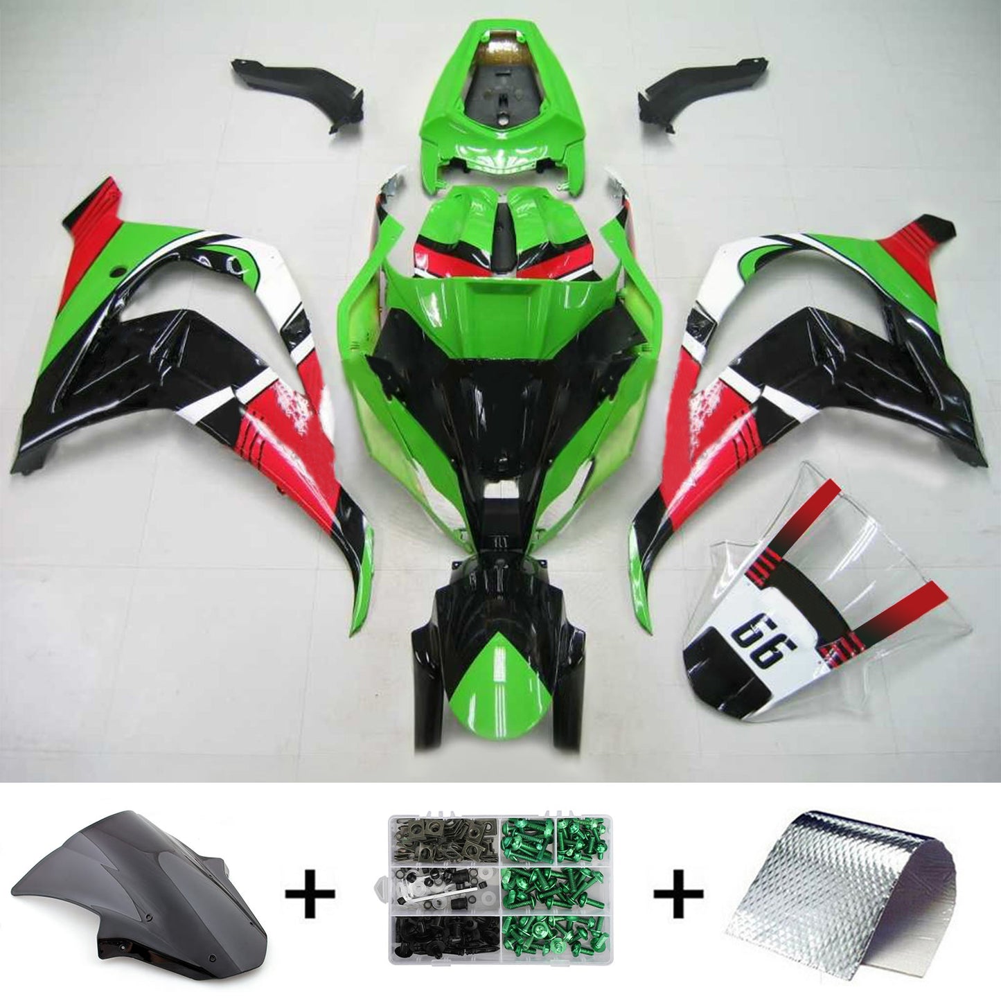 Amotopart Kawasaki ZX10R 2011-2015 Kit di vendita verde