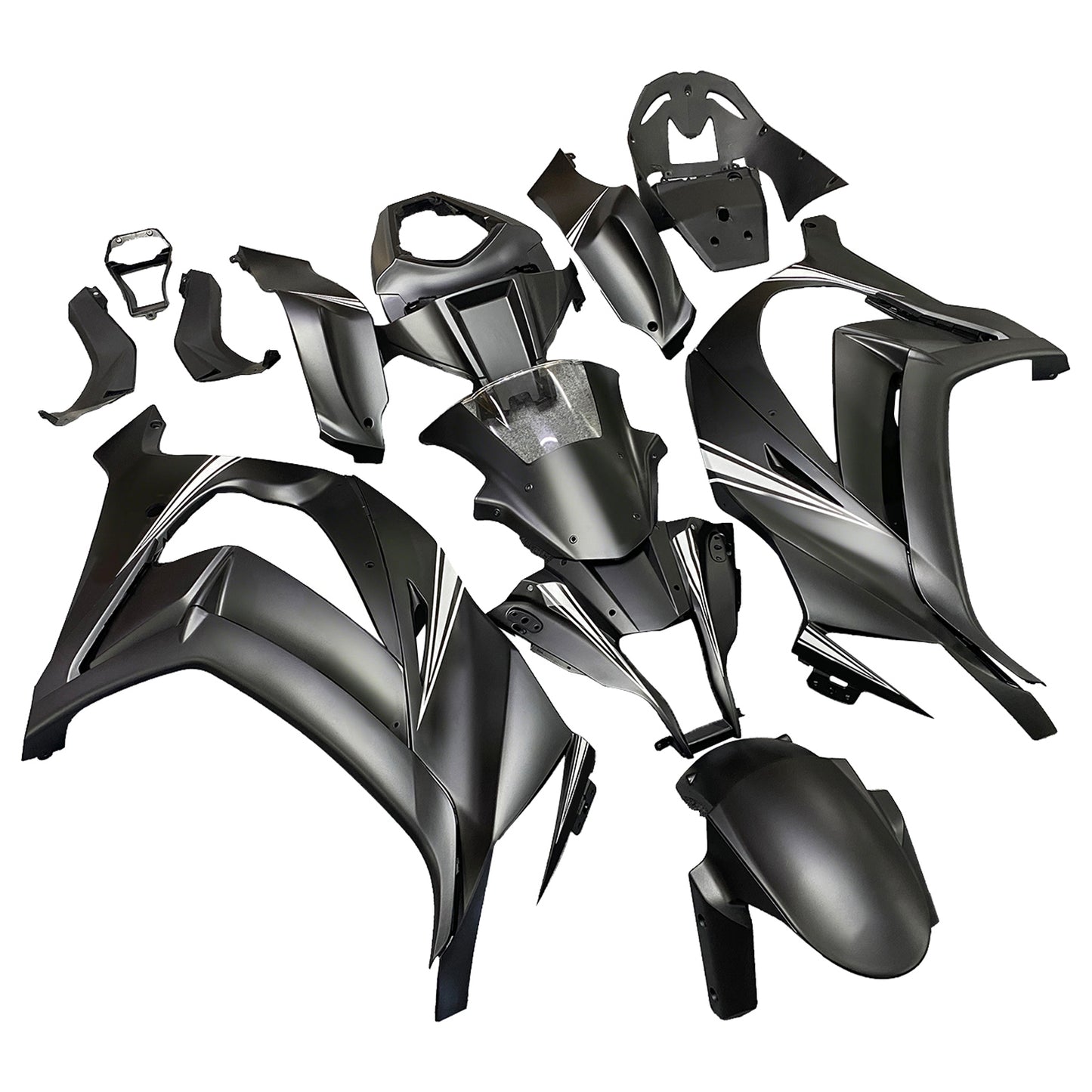 Amotopart Kawasaki ZX10R 2011-2015 MAT Black & Snow Decal Sale Kit