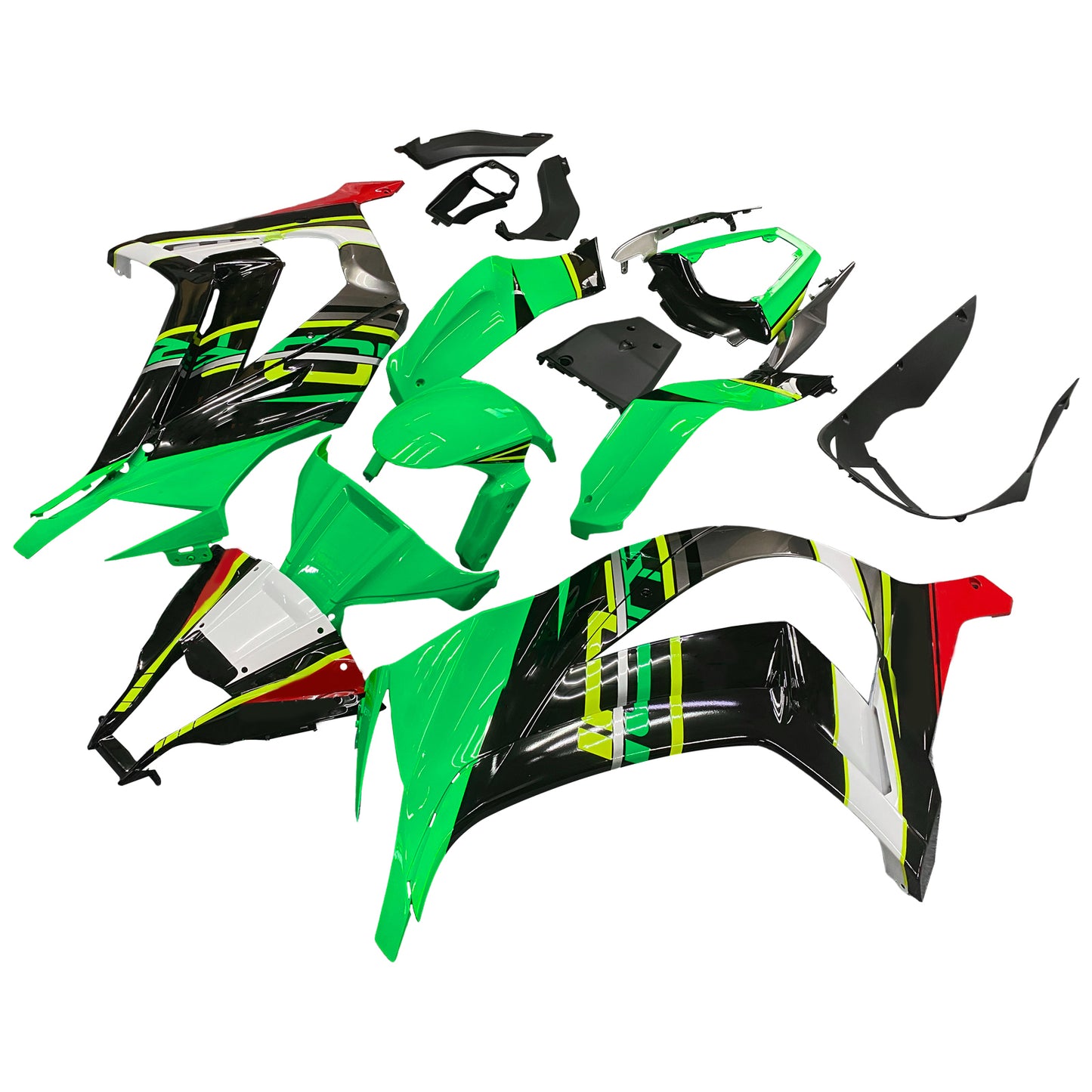 Amotopart Kawasaki ZX10R 2011-2015 kit di carenatura bianca verde nero