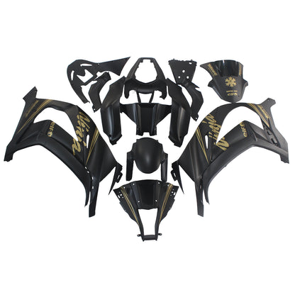 Amotopart Kawasaki ZX10R 2011-2015 Matt Schwarz con un kit di rivestimento adesivo dorato