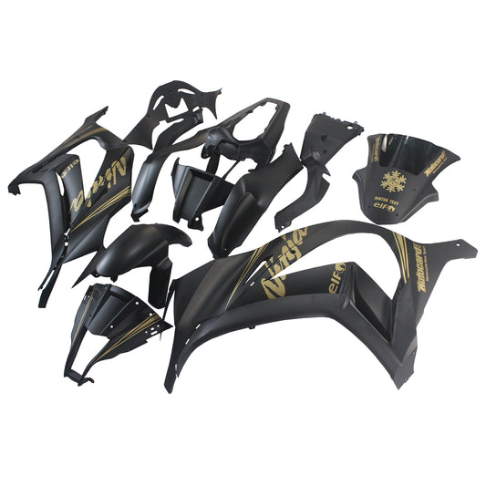 Amotopart Kawasaki ZX10R 2011-2015 Matt Schwarz con un kit di rivestimento adesivo dorato