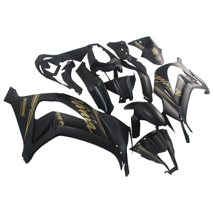 Amotopart Kawasaki ZX10R 2011-2015 Matt Schwarz con un kit di rivestimento adesivo dorato