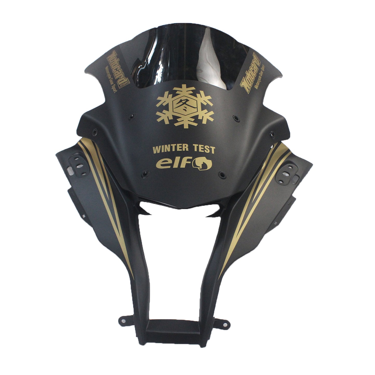 Amotopart Kawasaki ZX10R 2011-2015 Matt Schwarz con un kit di rivestimento adesivo dorato