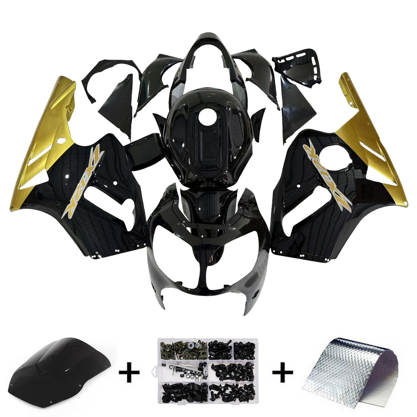 Carene 2000-2001 Kawasaki ZX12R Nero &amp; Oro ZX12R Racing Generico