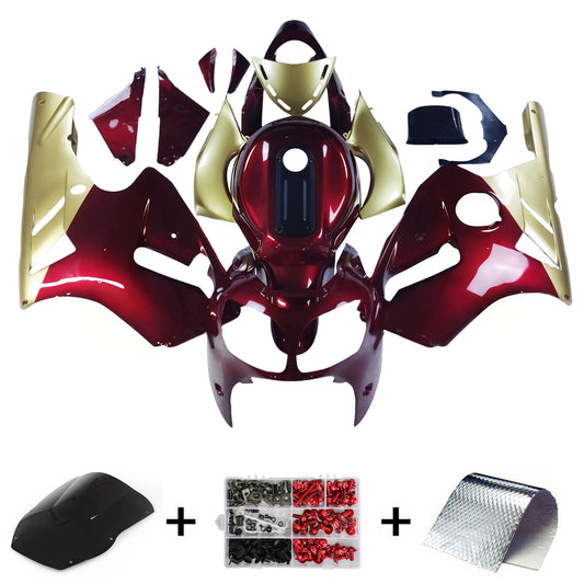 Amotopart Kawasaki 2000-2001 ZX12R Red Golden Fearing Kit