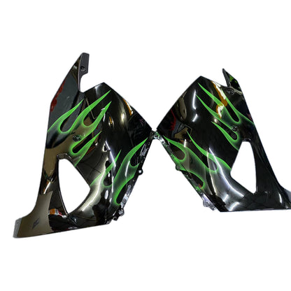 Carene 2006-2011 Kawasaki ZX14R Black &amp; Green Flame Ninja Generico