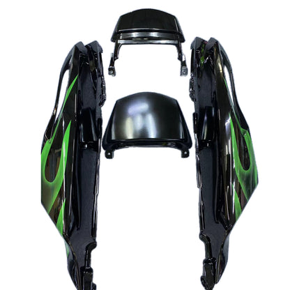 Carene 2006-2011 Kawasaki ZX14R Black &amp; Green Flame Ninja Racing Generico