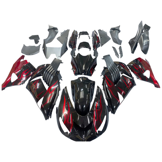 Carene 2006-2011 Kawasaki ZX14R Black & Red Flame Ninja Generico
