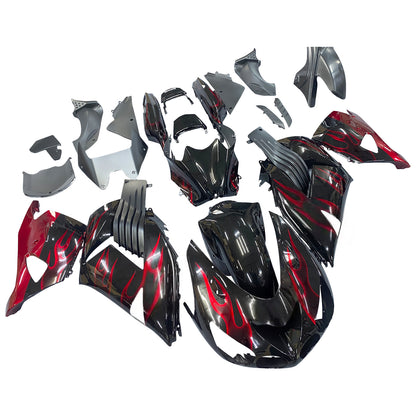 Carene 2006-2011 Kawasaki ZX14R Black & Red Flame Ninja Racing Generico