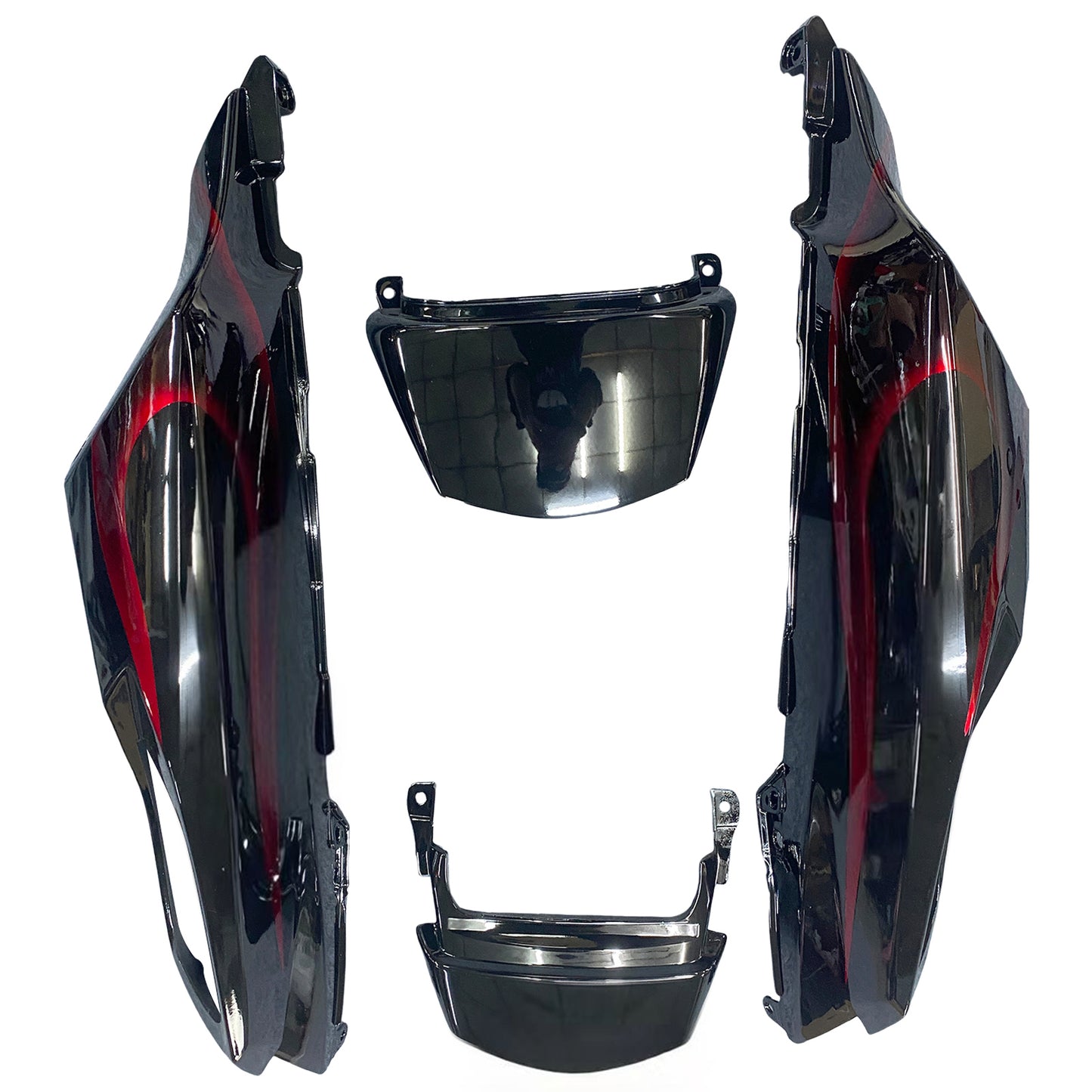 Carene 2006-2011 Kawasaki ZX14R Black & Red Flame Ninja Racing Generico
