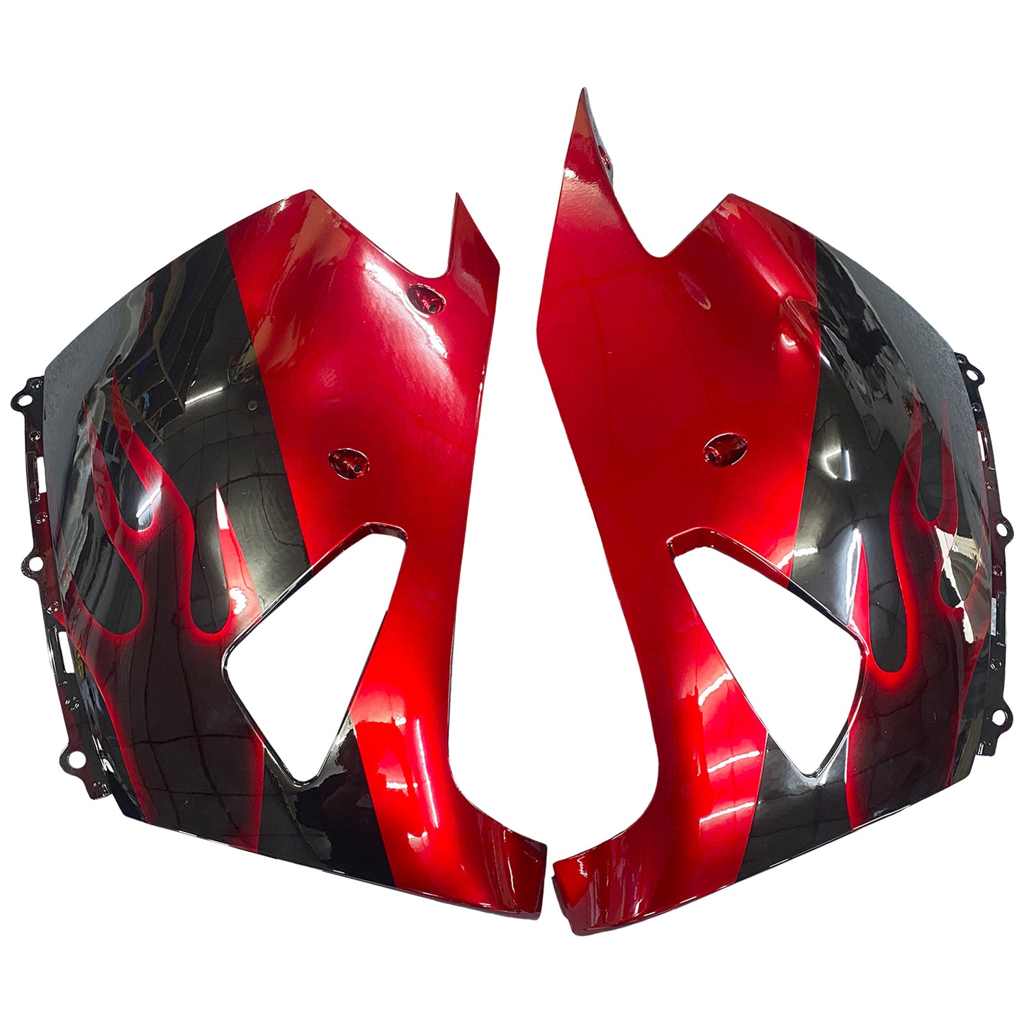 Per Ninja ZX14R 2006-2011 Black & Red Flame Carrozzeria Carena ABS Plastica stampata ad iniezione Set 2 # Generico