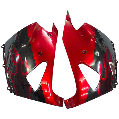 Per Ninja ZX14R 2006-2011 Black & Red Flame Carrozzeria Carena ABS Plastica stampata ad iniezione Set 2 # Generico