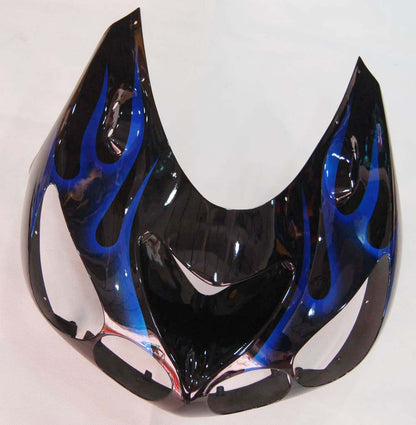 Per Ninja ZX14R 2006-2011 Black &amp; Blue Flame Carrozzeria Carenatura ABS Plastica stampata ad iniezione Set 5 # Generico
