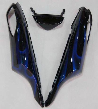 Per Ninja ZX14R 2006-2011 Black &amp; Blue Flame Carrozzeria Carenatura ABS Plastica stampata ad iniezione Set 5 # Generico