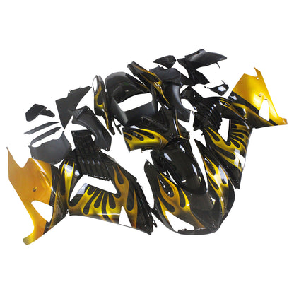 Carene 2006-2011 Kawasaki ZX14R Black &amp; Gold Flame Ninja Generico