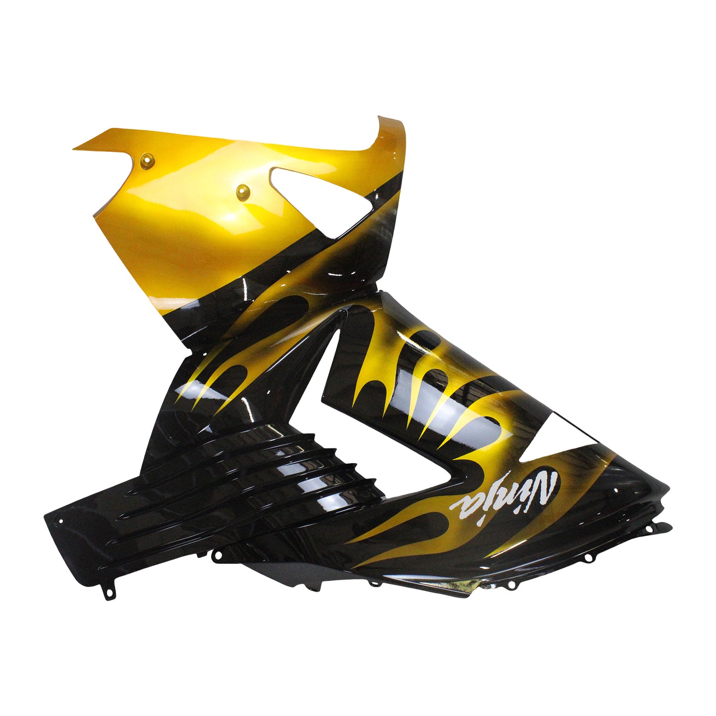 Per Ninja ZX14R 2006-2011 Black &amp; Gold Flame Carrozzeria Carena ABS Stampato ad iniezione Plastica Set 6 # Generico