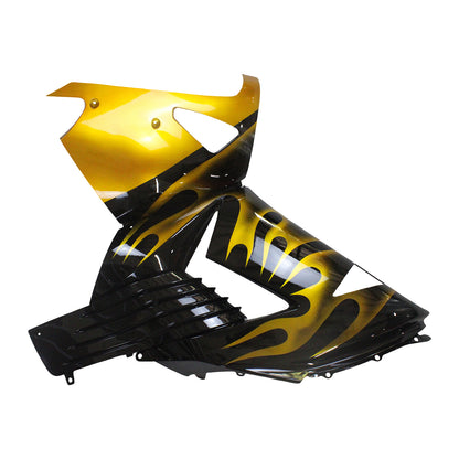 Per Ninja ZX14R 2006-2011 Black &amp; Gold Flame Carrozzeria Carena ABS Stampato ad iniezione Plastica Set 6 # Generico