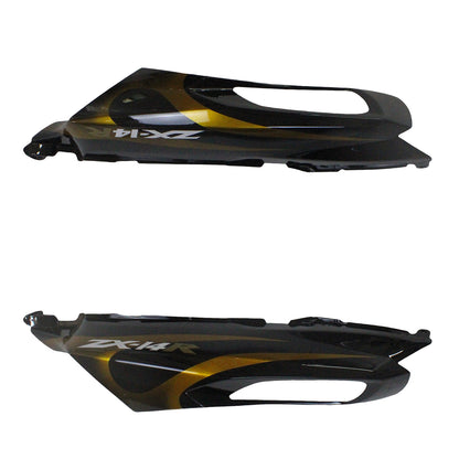 Per Ninja ZX14R 2006-2011 Black &amp; Gold Flame Carrozzeria Carena ABS Stampato ad iniezione Plastica Set 6 # Generico