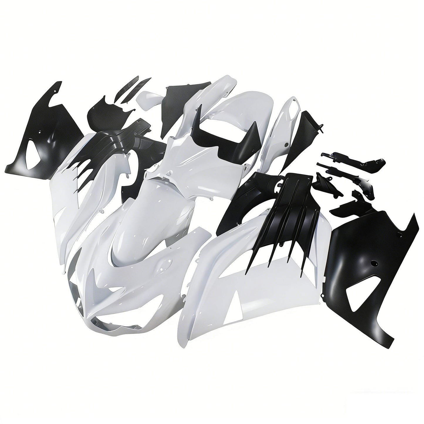 Per Ninja ZX14R 2012-2021 Bianco Carrozzeria Carenatura ABS Stampato Ad Iniezione Plastica Set 4 # Generico