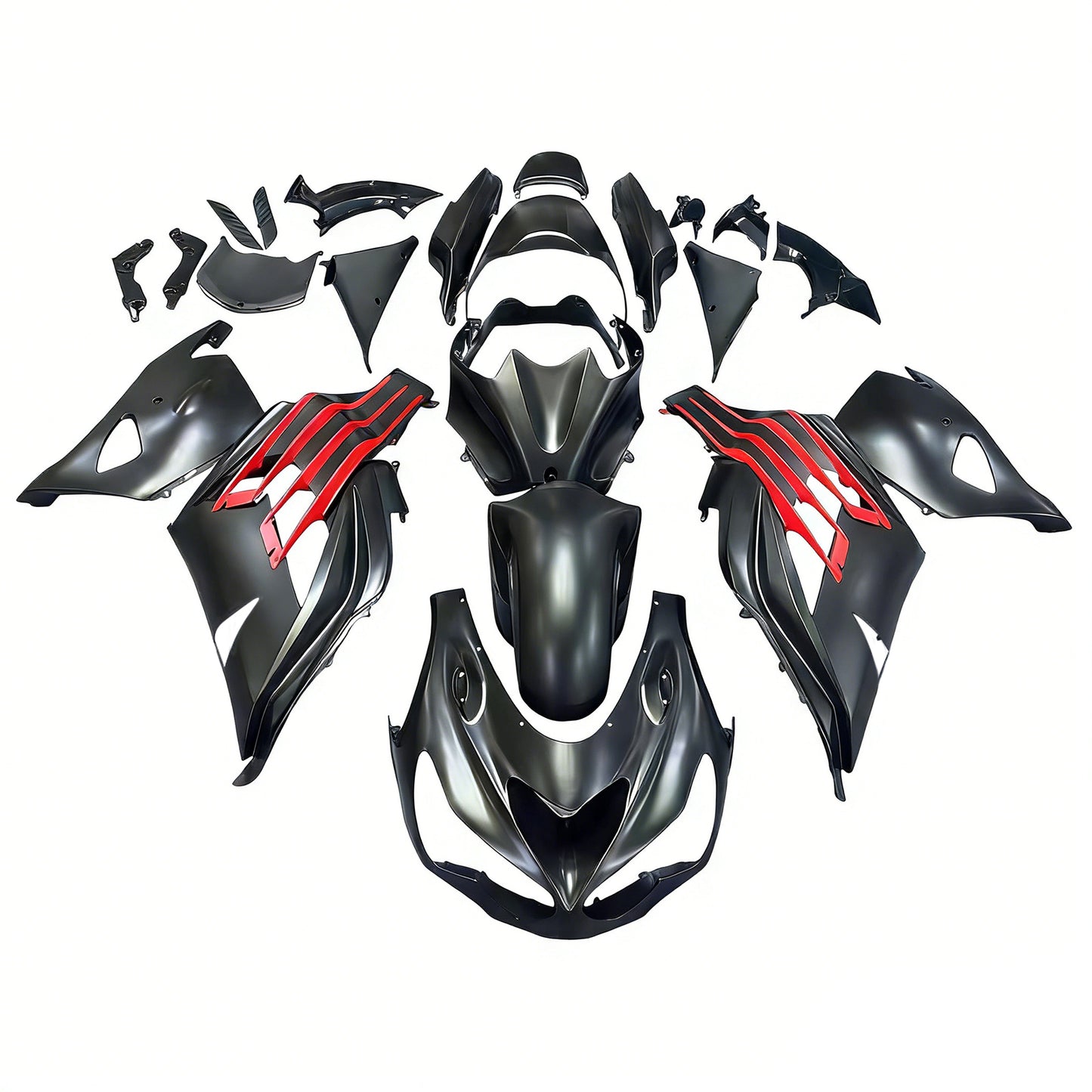 Per Ninja ZX14R 2012-2021 Nero Rosso Carrozzeria Carenatura ABS Stampato ad iniezione Plastica Set 8 # Generico