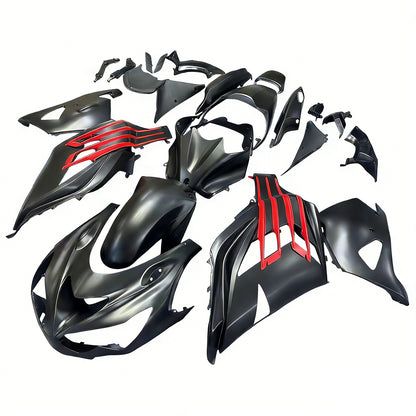 Per Ninja ZX14R 2012-2021 Nero Rosso Carrozzeria Carenatura ABS Stampato ad iniezione Plastica Set 8 # Generico