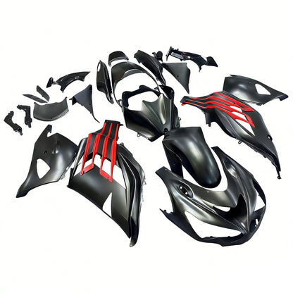 Per Ninja ZX14R 2012-2021 Nero Rosso Carrozzeria Carenatura ABS Stampato ad iniezione Plastica Set 8 # Generico