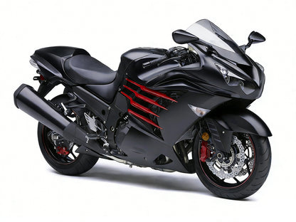 Per Ninja ZX14R 2012-2021 Nero Rosso Carrozzeria Carenatura ABS Stampato ad iniezione Plastica Set 8 # Generico