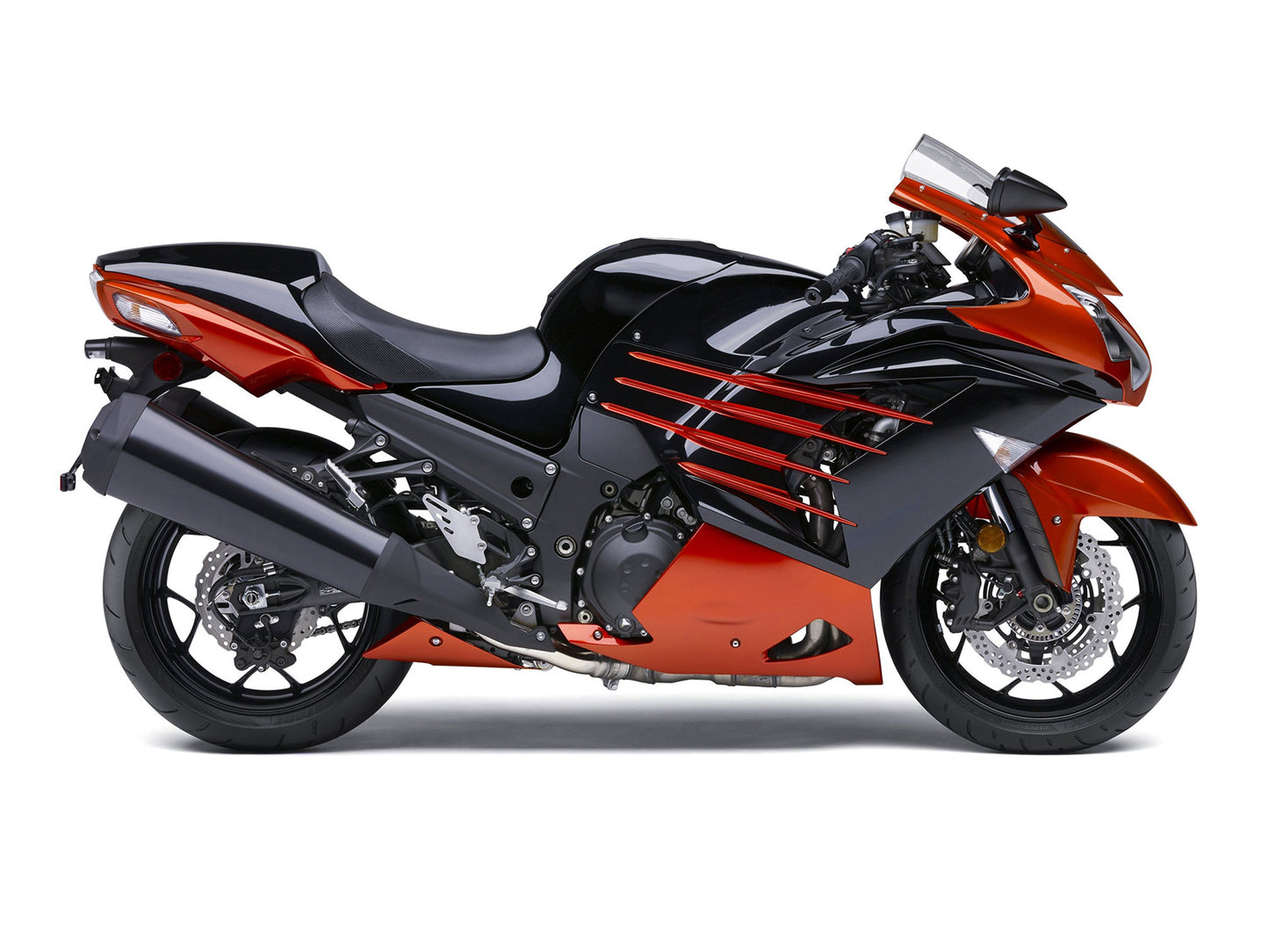 Carene Plastiche 2012-2021 Kawasaki ZX14R Ninja Arancione Nero Racing Generico