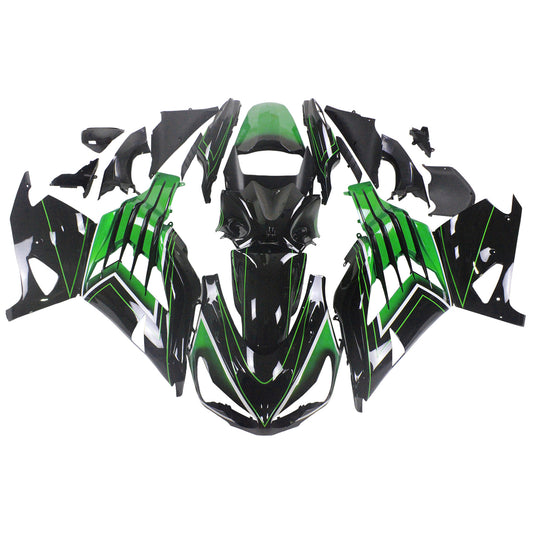 Amotopart Kawasaki 2012-2021 ZX14R Nero con kit di paura verde