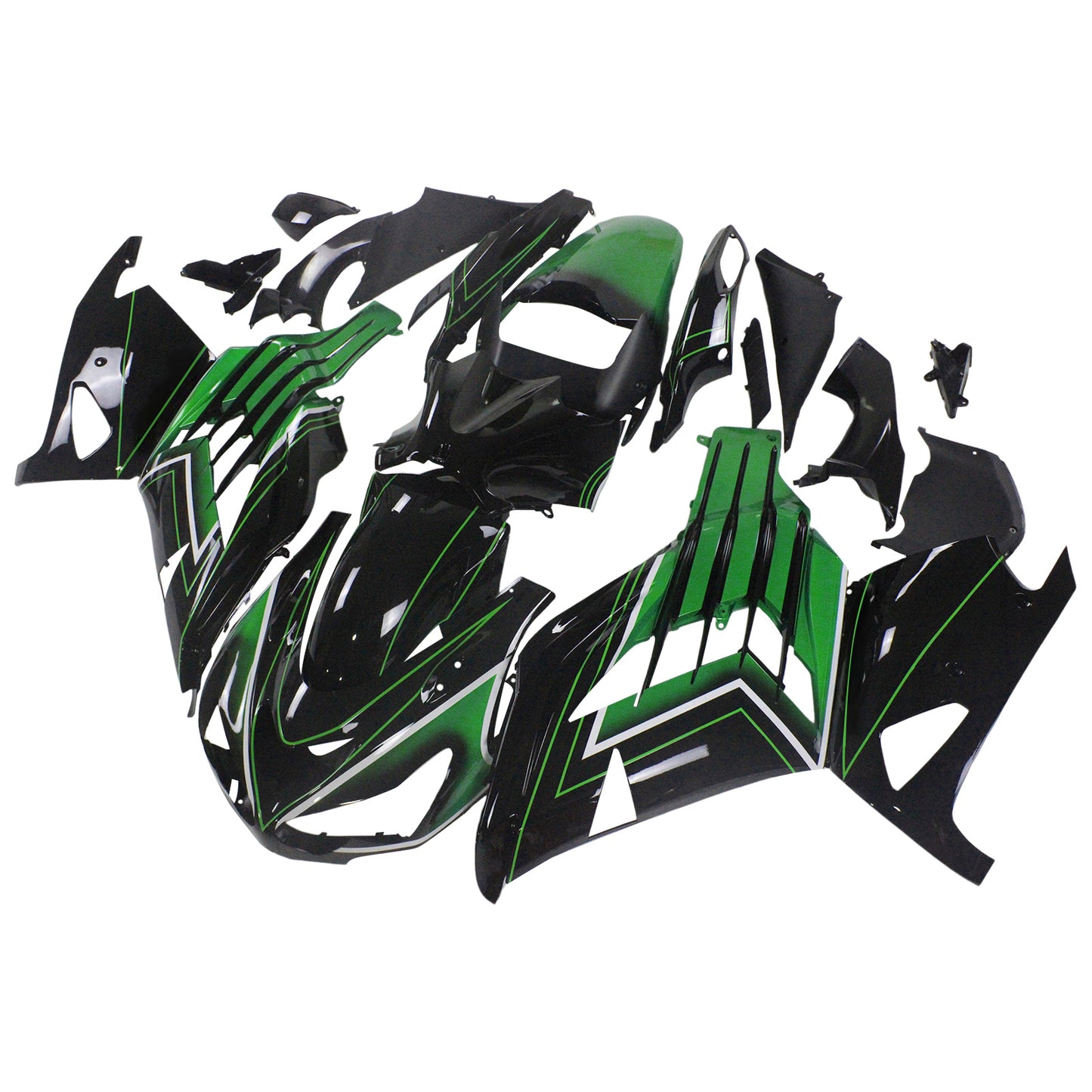 Amotopart Kawasaki 2012-2021 ZX14R Nero con kit di paura verde