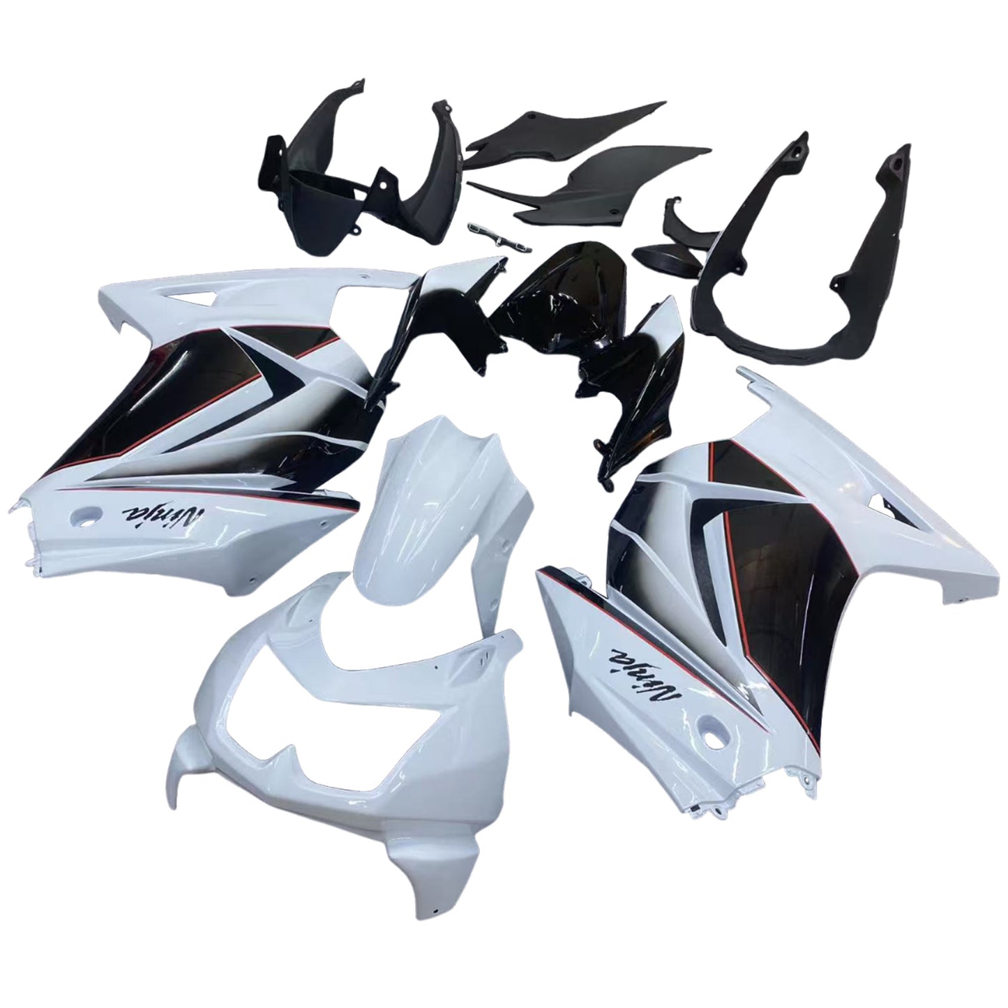 Carene 2008-2012 Kawasaki ZX250R EX250 Bianco Nero Ninja ZX250 Racing Generico