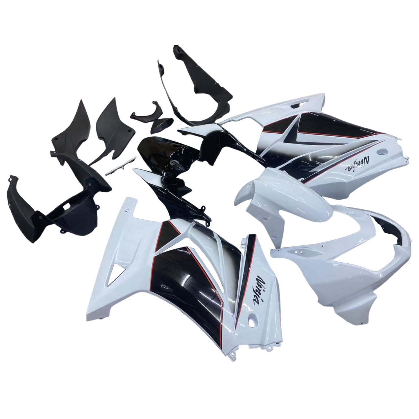 Carene 2008-2012 Kawasaki ZX250R EX250 Bianco Nero Ninja ZX250 Racing Generico