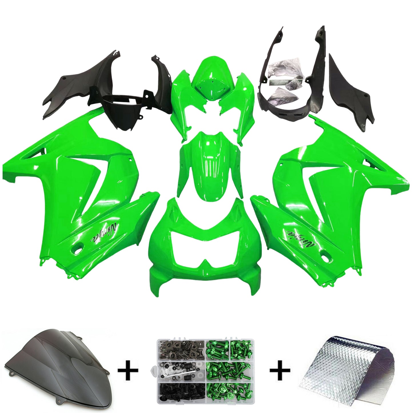 Amotopart 2008-2010 Kawasaki ZX250 Green Kit Green