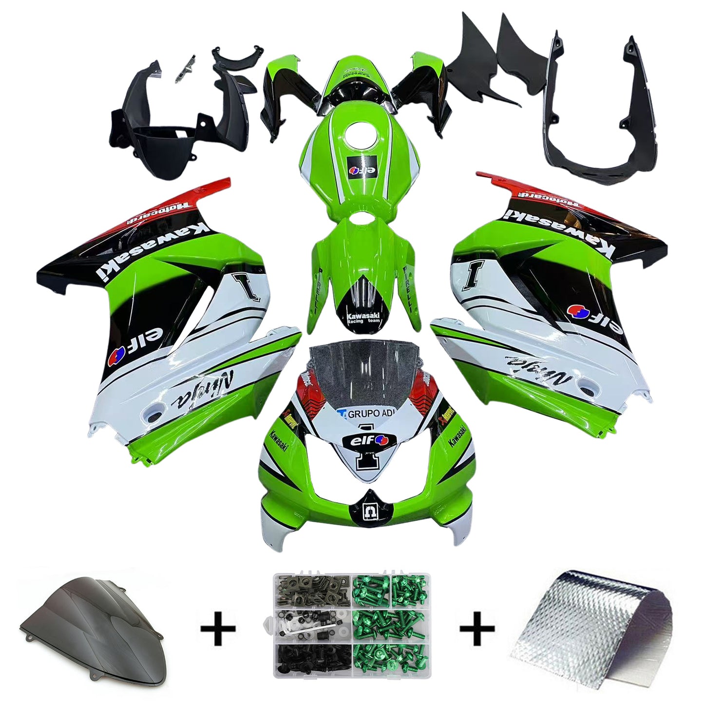 2008-2012 Kawasaki EX250 Ninja250R Kit carenatura iniezione Carrozzeria Plastica ABS