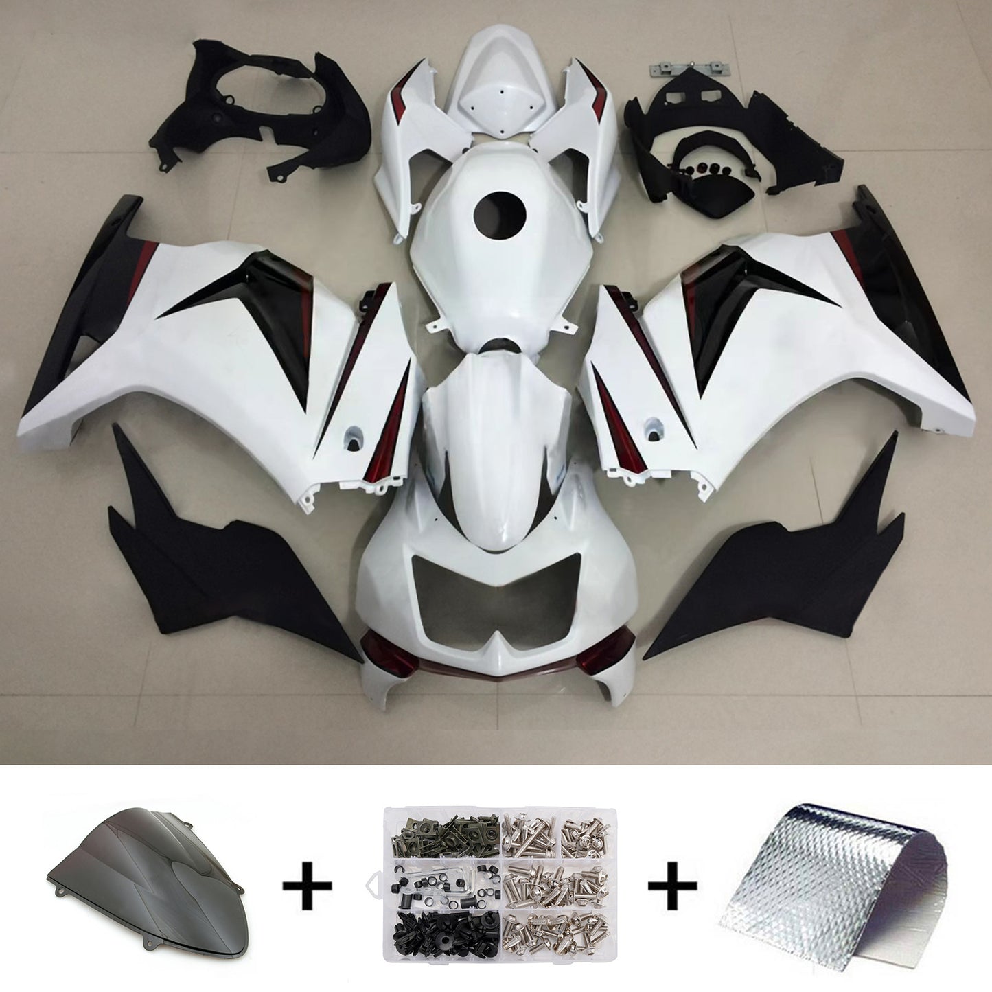 Kit carenatura iniezione in plastica ABS adatto per Kawasaki EX250 Ninja250R 2008-2012