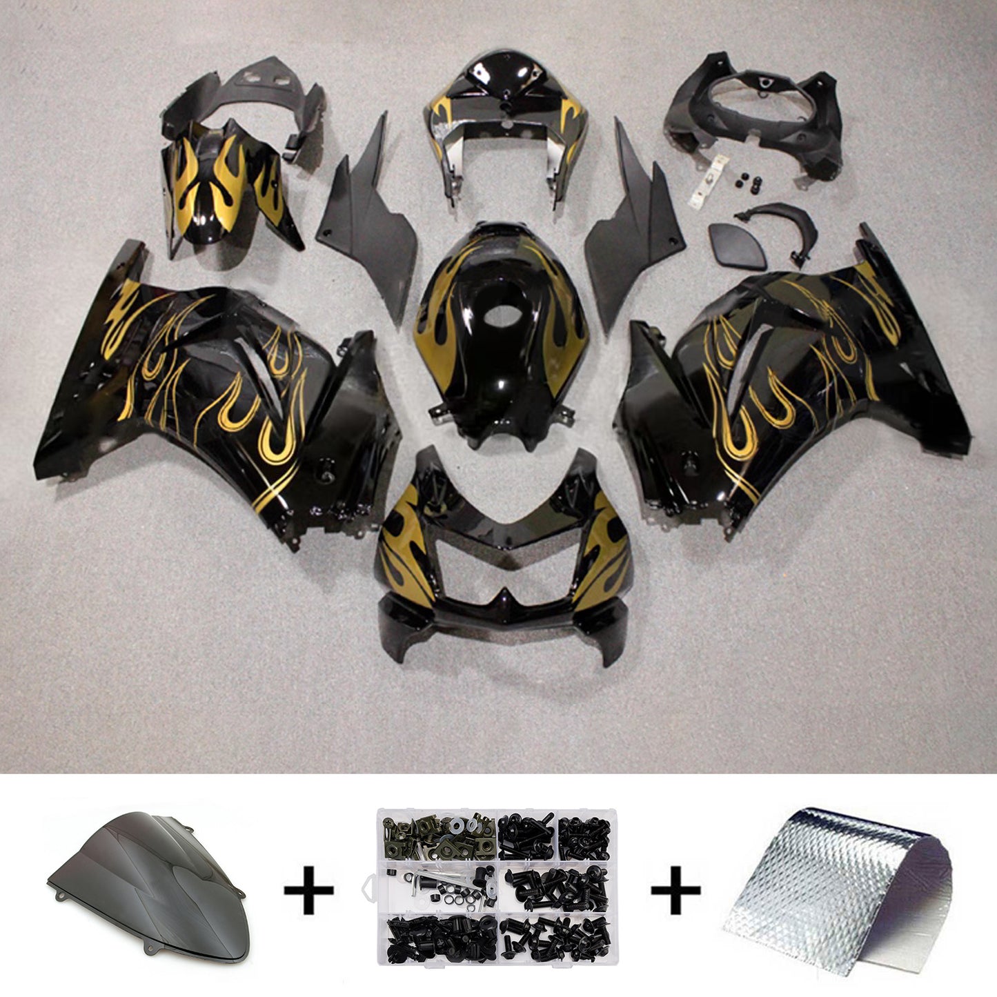 Kit carenatura iniezione in plastica ABS adatto per Kawasaki EX250 Ninja250R 2008-2012