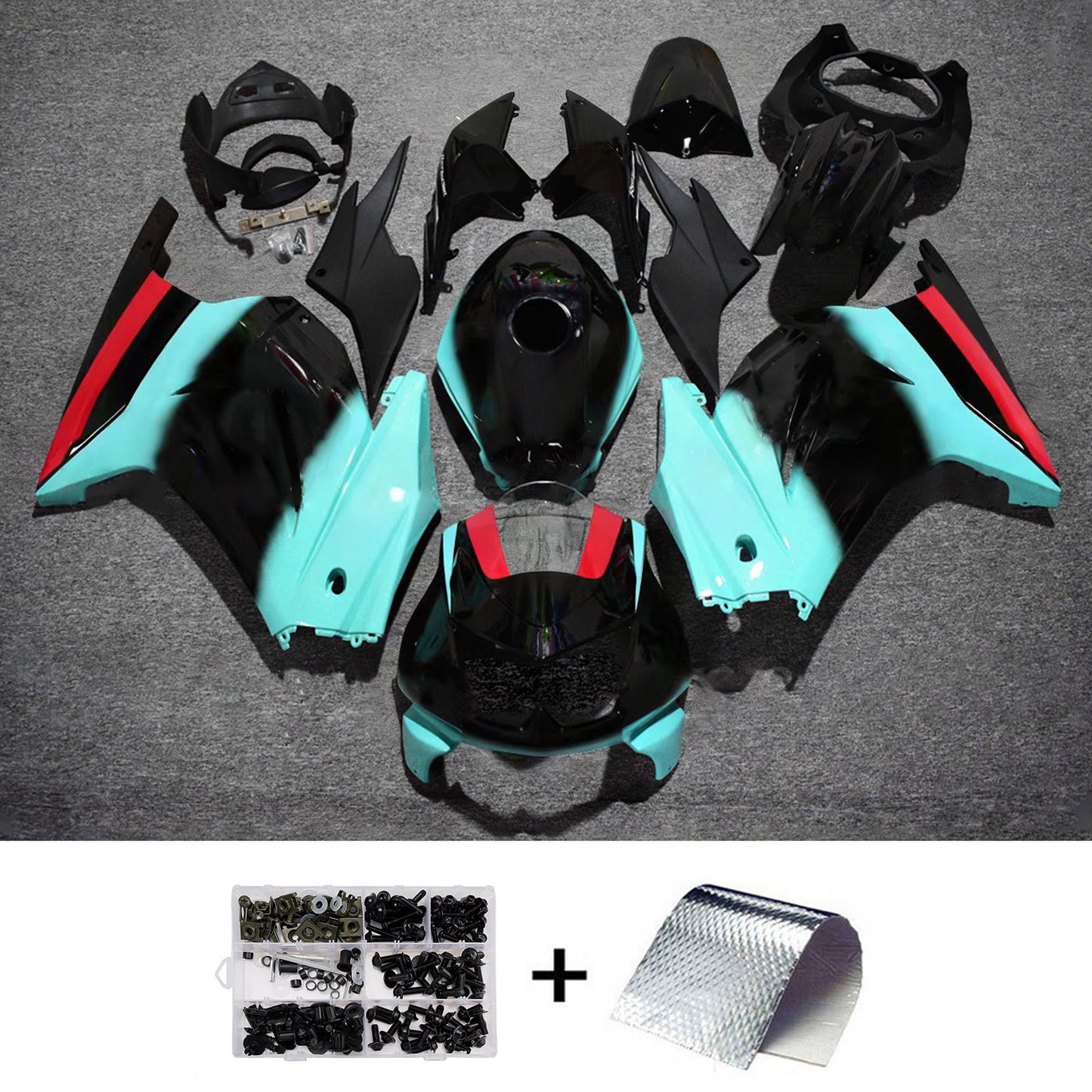 Kit carenatura iniezione in plastica ABS adatto per Kawasaki EX250 Ninja250R 2008-2012