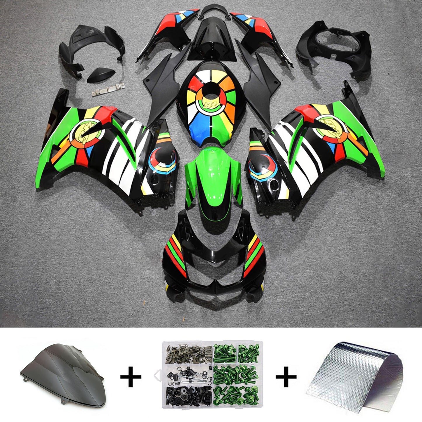 Kit carenatura iniezione in plastica ABS adatto per Kawasaki EX250 Ninja250R 2008-2012