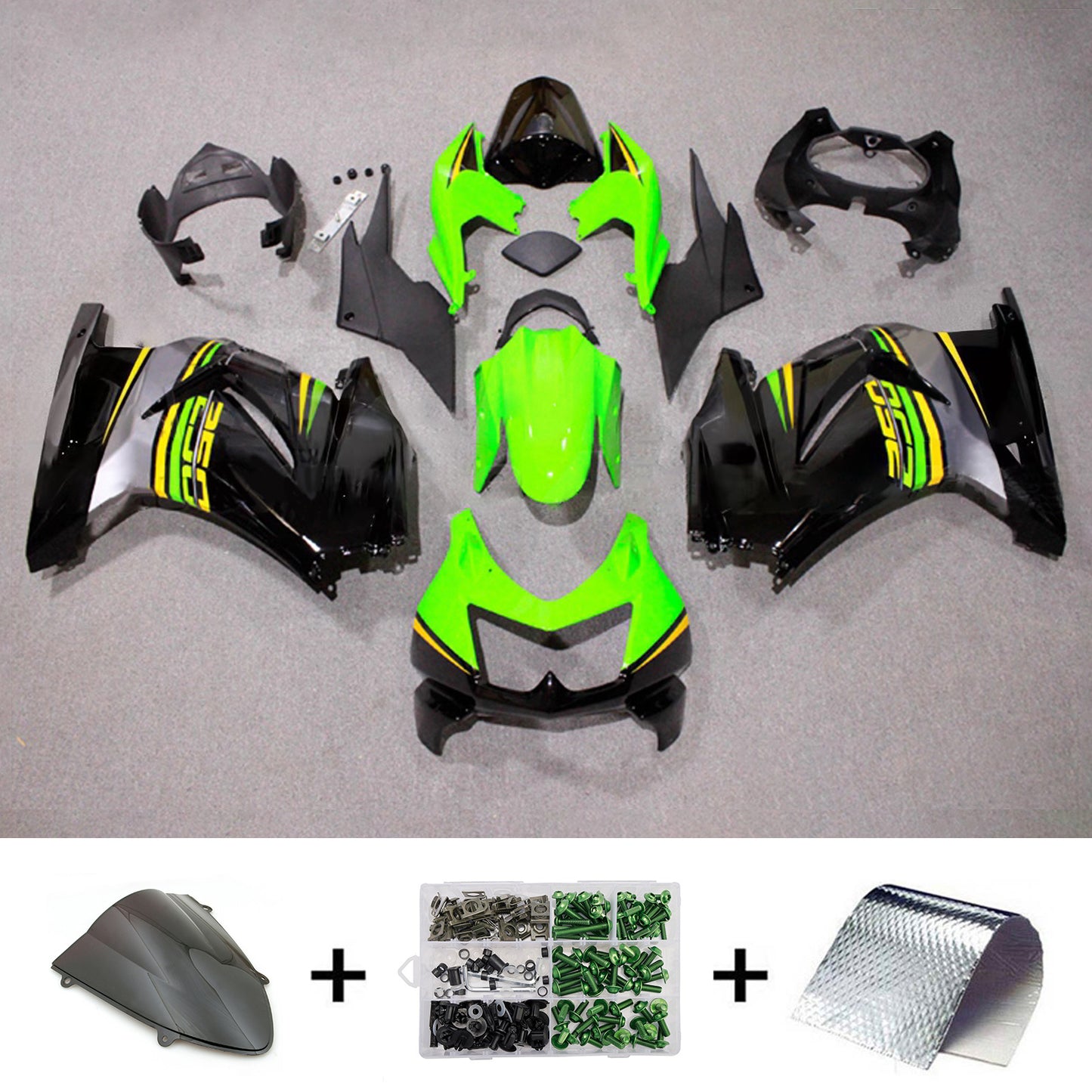 Kit carenatura iniezione in plastica ABS adatto per Kawasaki EX250 Ninja250R 2008-2012