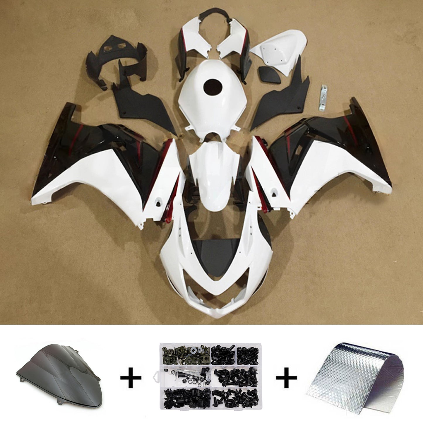 Kit carenatura iniezione in plastica ABS adatto per Kawasaki EX250 Ninja250R 2008-2012