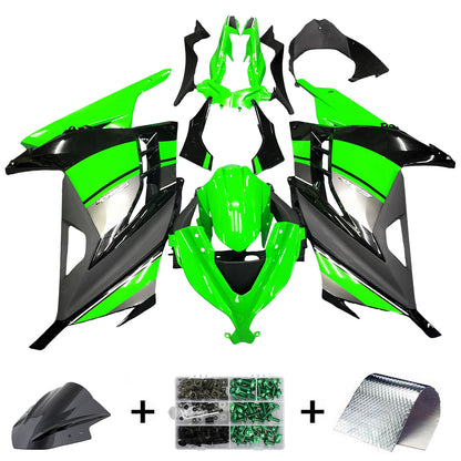 Amotopart 2013-2017 Kawasaki Ex300r Cladding Green & Black Kit