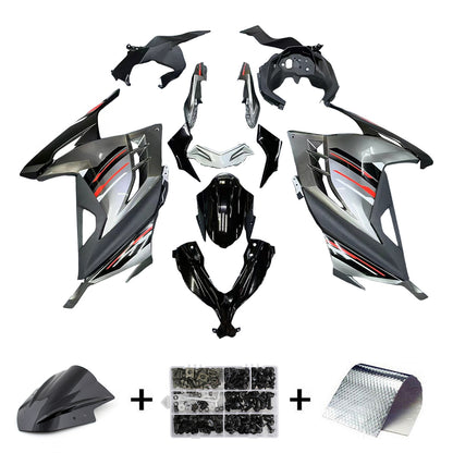 Ninja 300R EX300R 2013-2017 Grigio Nero Carrozzeria Carenatura ABS Plastica stampata ad iniezione 2# Generico