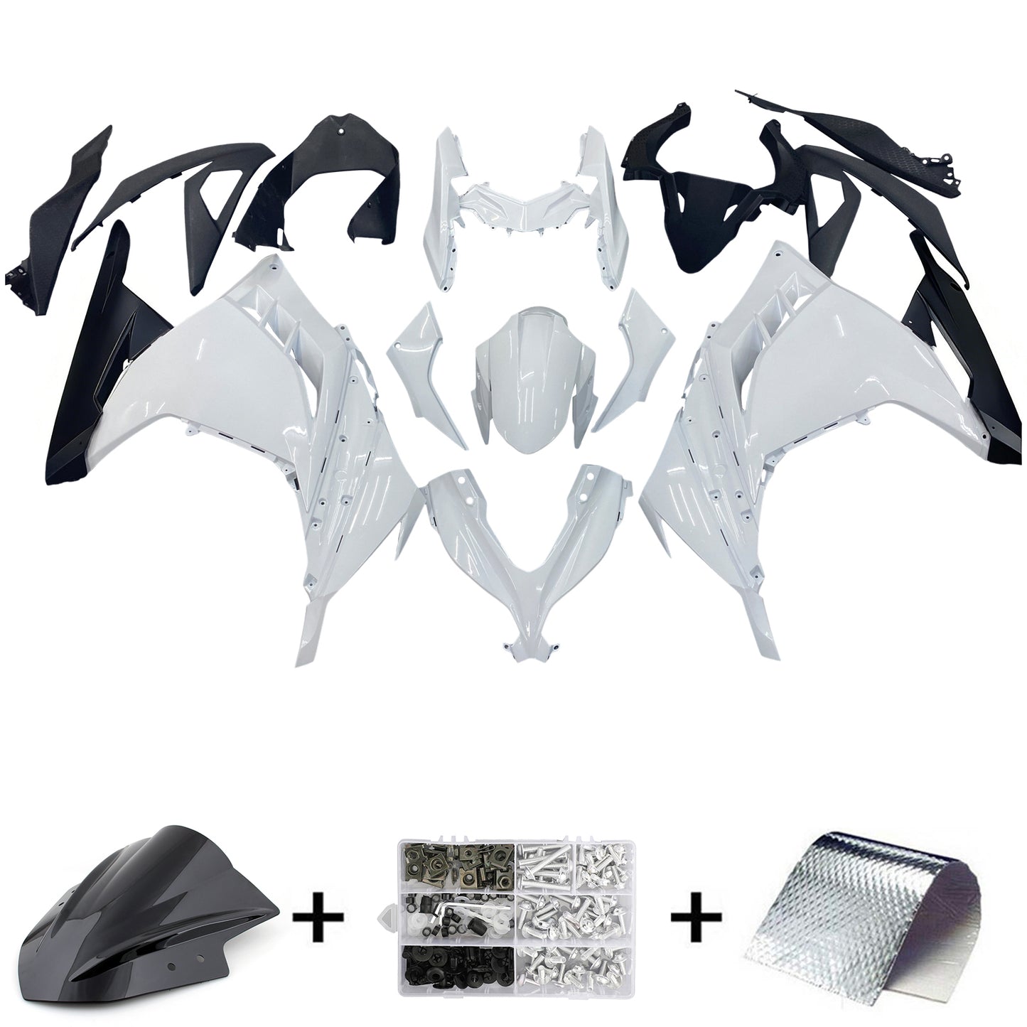 Carene 2013-2017 Plastiche Kawasaki Ninja 300R EX300R Ninja Bianco Generico