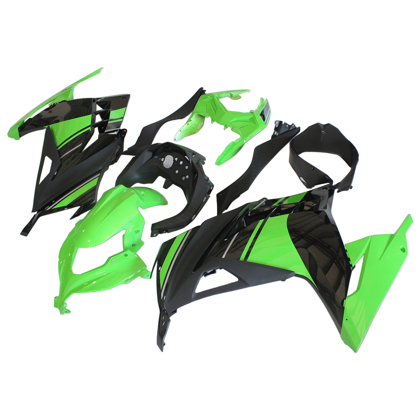 Amotopart 2013-2017 Kawasaki Ex300r Cladding Green & Black Kit
