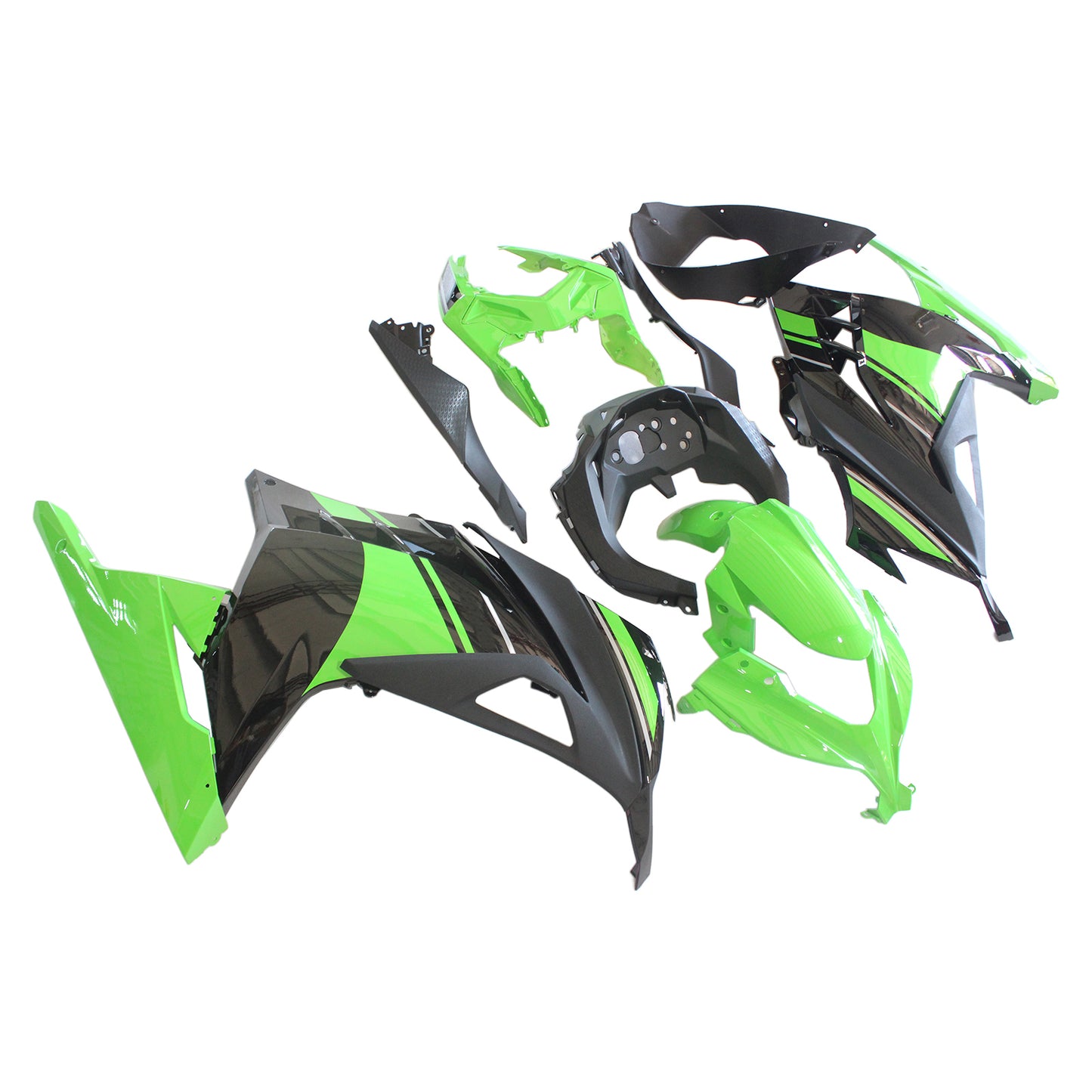 Amotopart 2013-2017 Kawasaki Ex300r Cladding Green & Black Kit