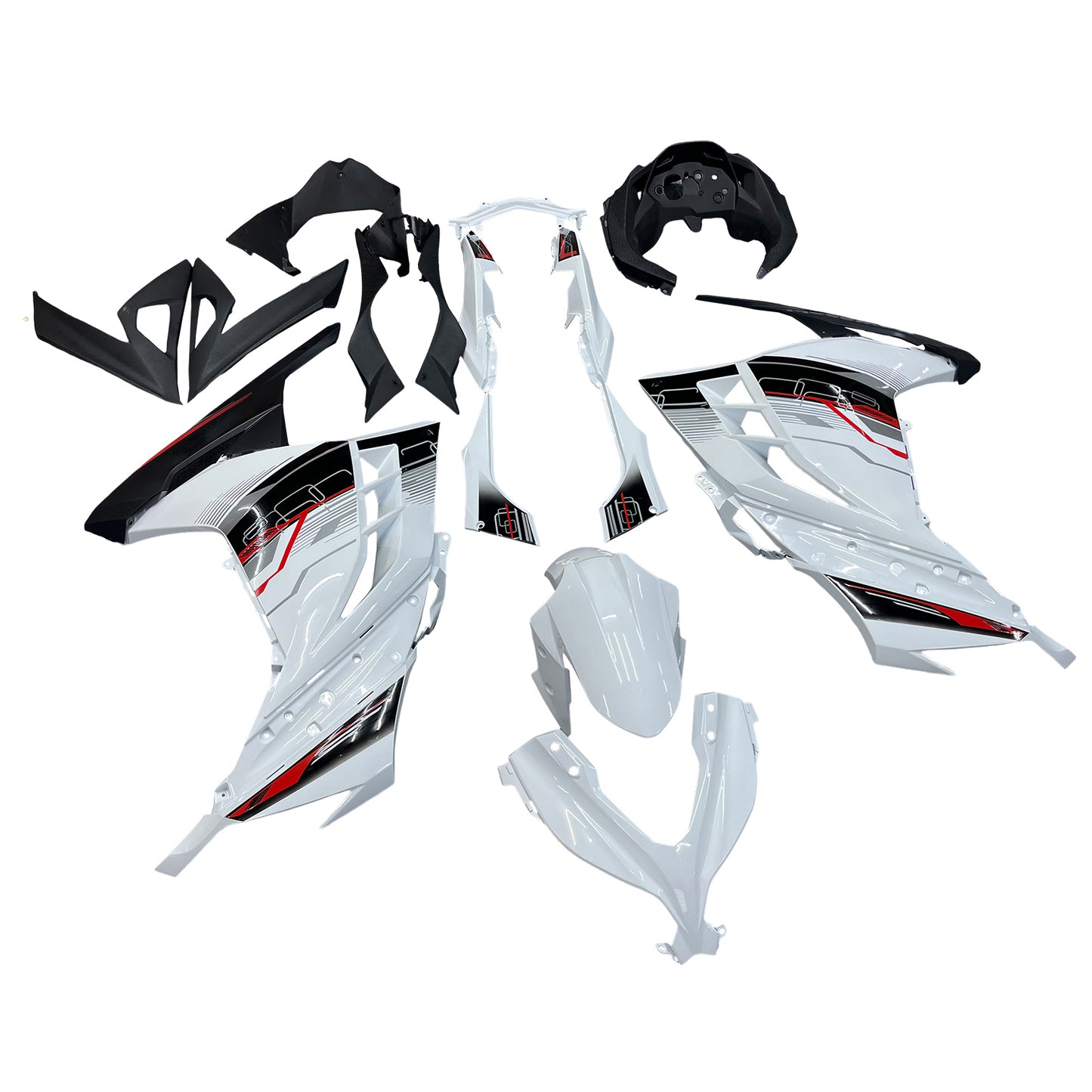 Amotopart 2013-2017 Kawasaki Ex300r Cladding White & Black Kit