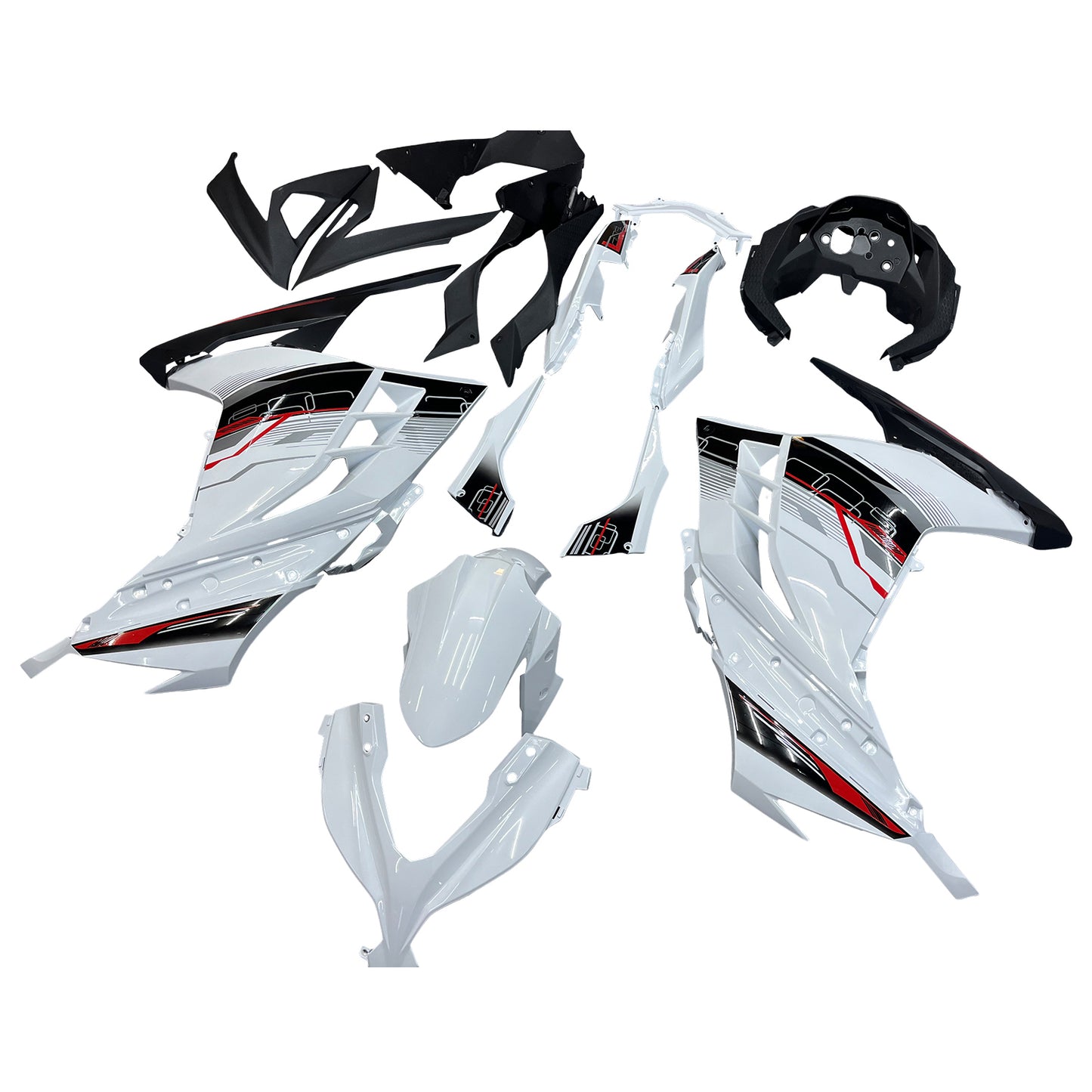 Amotopart 2013-2017 Kawasaki Ex300r Cladding White & Black Kit