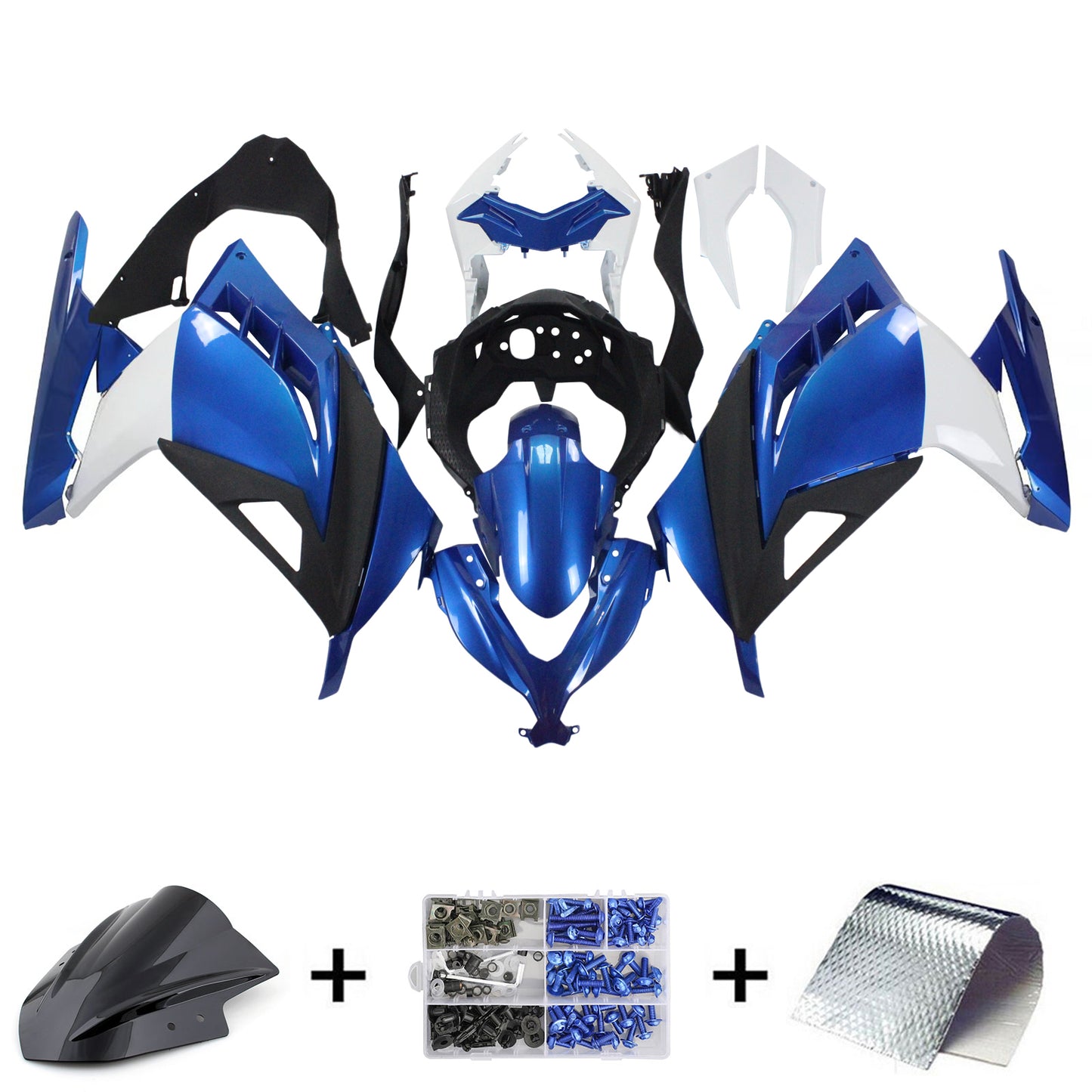 Amotopart Kawasaki 2013-2017 Ex300/Ninja300 Blue White Tearing Kit
